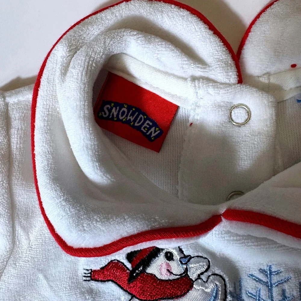Snowden Vintage‎ Infant 6M Snowman Romper Soft Polka Dot Collar Winter Mouse NEW